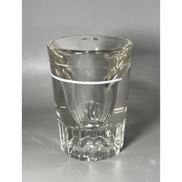 Vintage Clear Glass Shot Glass 2oz Heavy Bottom White Stripe Barware 3 inch Tall - Picture 1 of 5